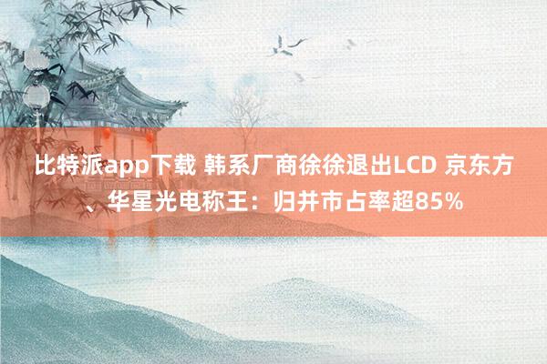 比特派app下载 韩系厂商徐徐退出LCD 京东方、华星光电称王：归并市占率超85%
