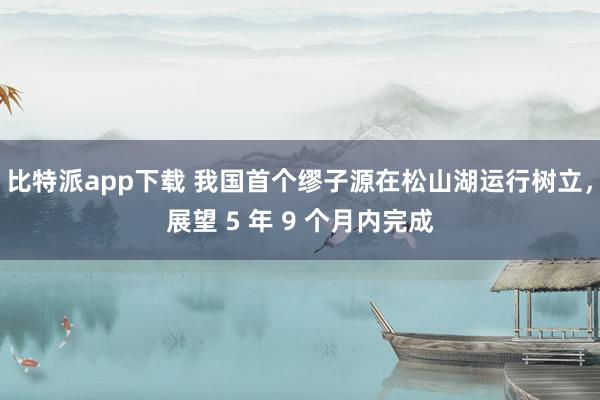 比特派app下载 我国首个缪子源在松山湖运行树立，展望 5 年 9 个月内完成